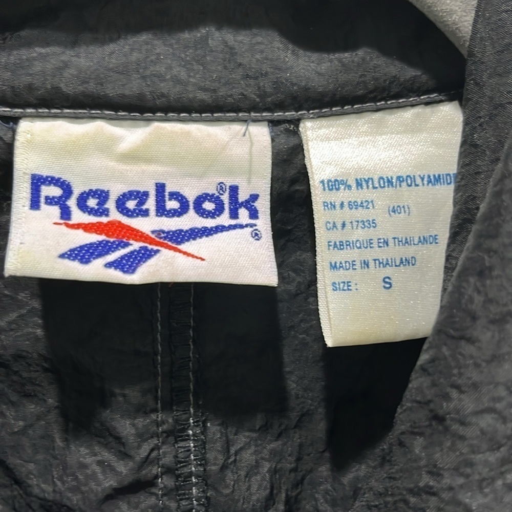Vintage Reebok Black Drawstring Windbreaker Jacket 90s Track Nylon Sz S - Picture 7 of 8